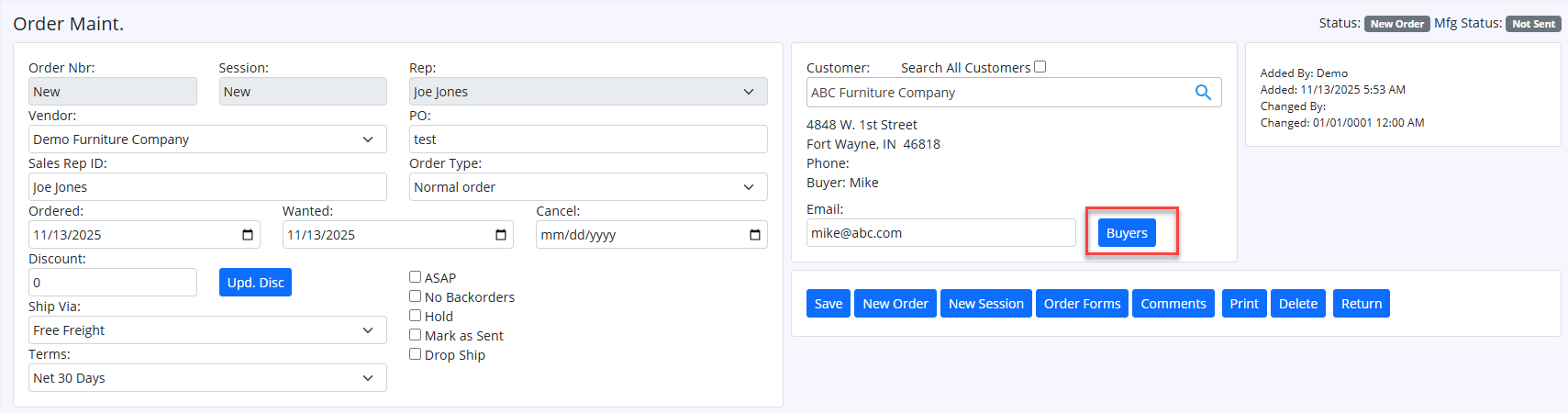 Order Entry